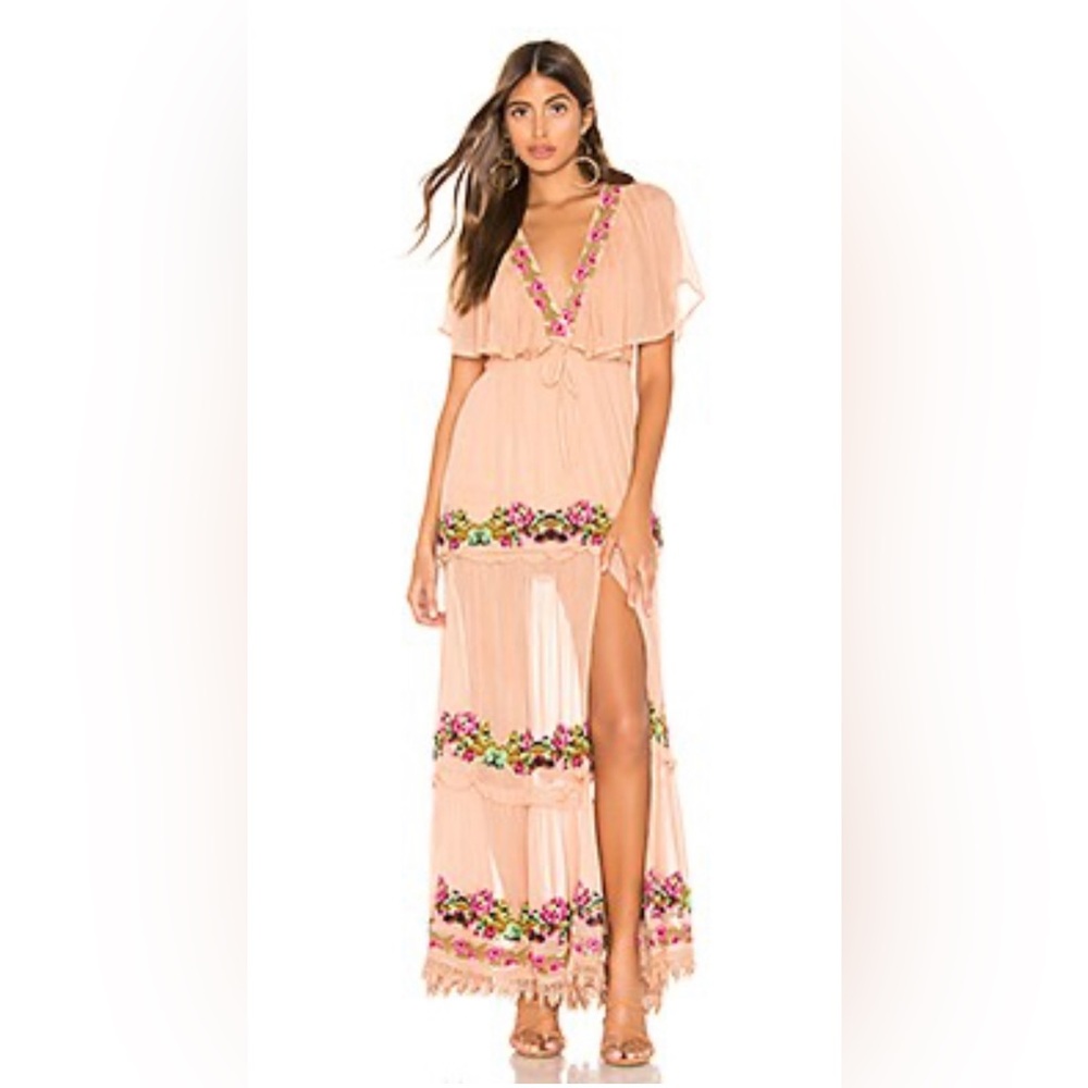 Tularosa Peach Floral Maxi Dress